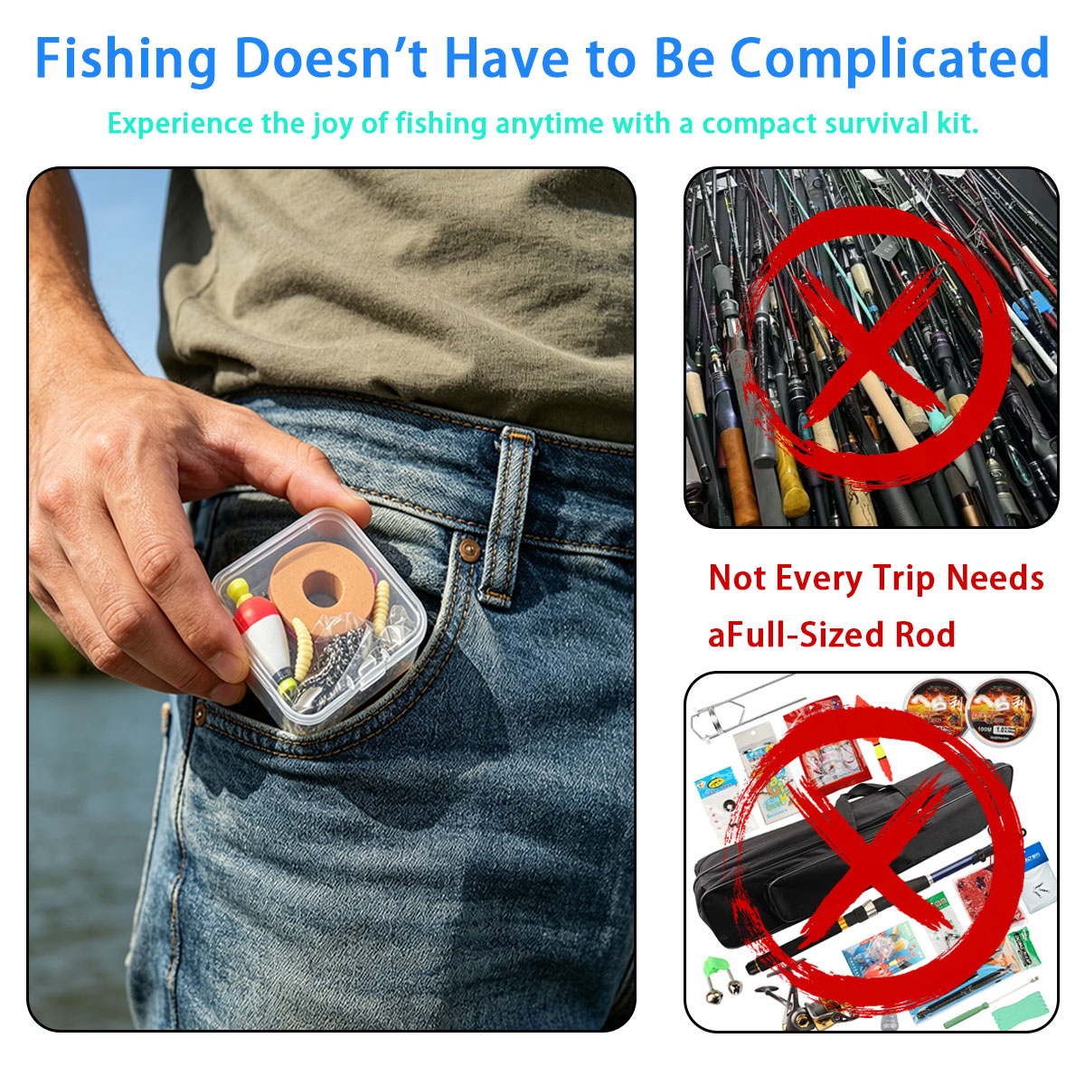 Fishing Equipment Storage - 휴대용 비상 낚시 장비 세트, 휴대용