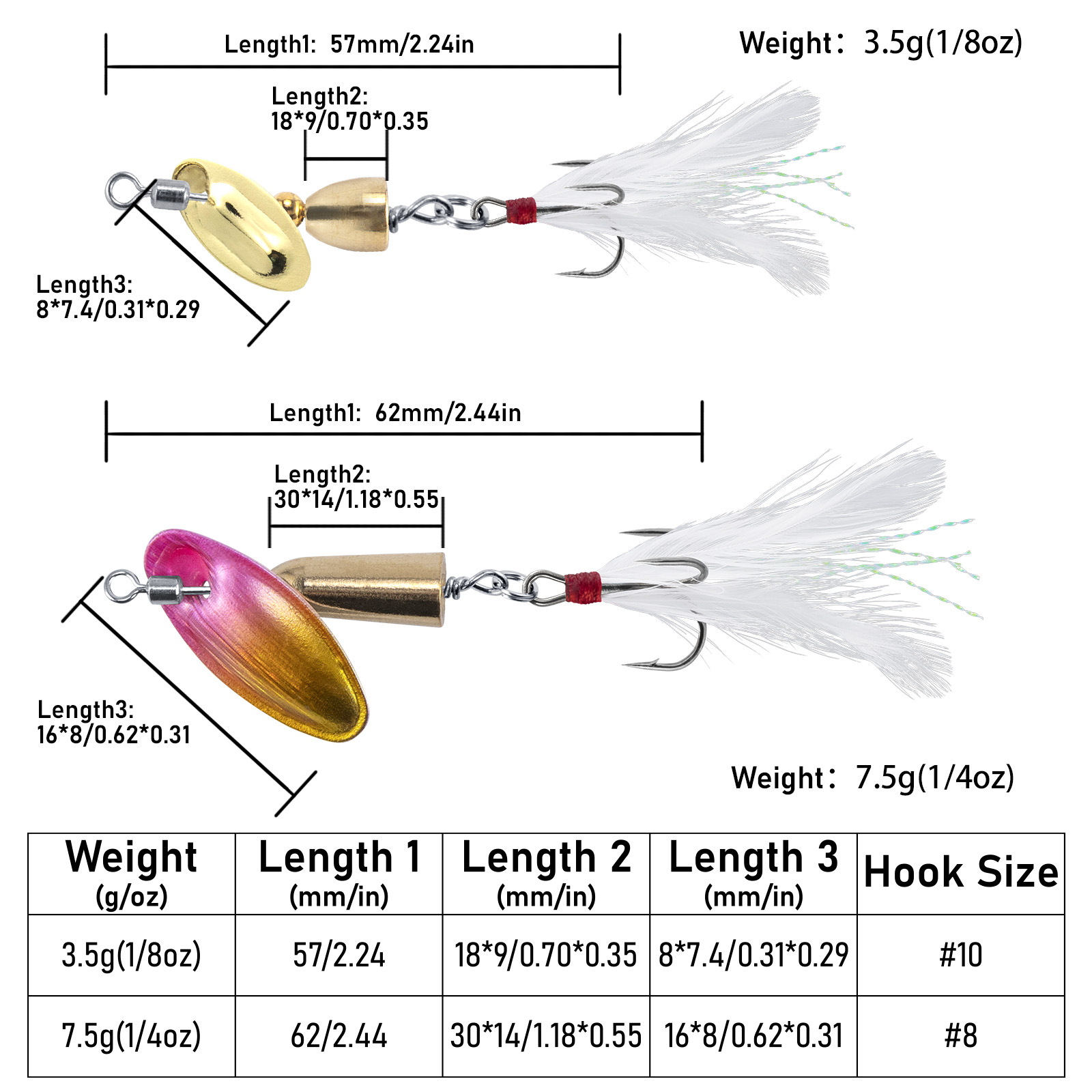 3pcs 낚시 인라인 스피너 송어 스피너 3.5g 7. - Fishing Equipment Deals 리뷰 및 가격