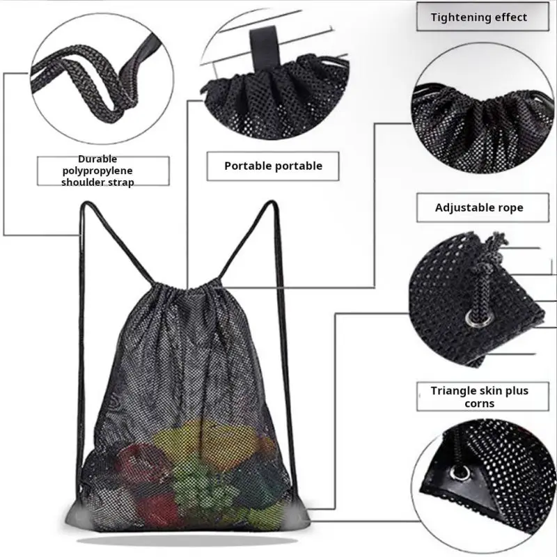 로프가 달린 메쉬 백팩, 퀵 운동 가방, 다기능, 접이 - Fishing Equipment Storage 리뷰 및 가격