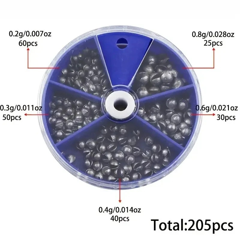 스플릿샷 낚시 싱커 웨이트 205개 0.2g~0.8g  - Tackle Box 리뷰 및 가격
