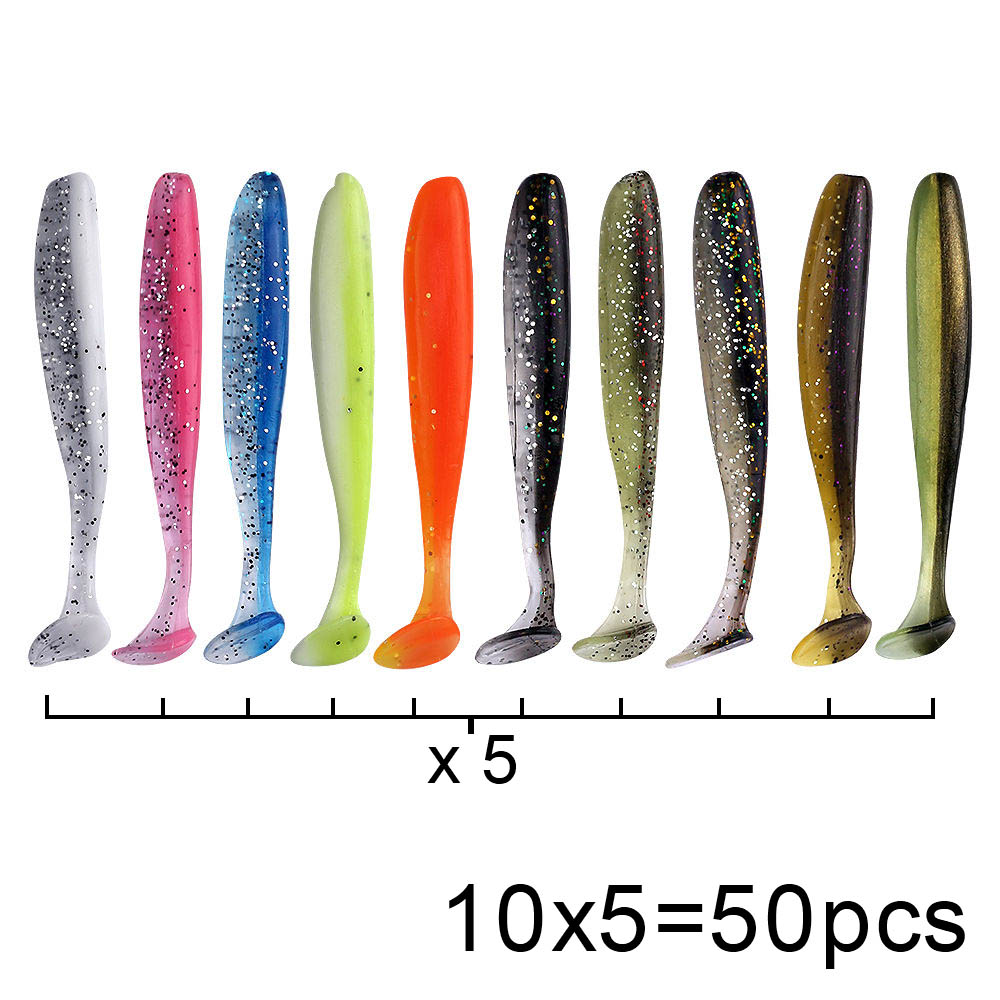 QXO 50 개/몫 Swimbait 소프트 루어 실리콘 - Fishing Equipment Deals 리뷰 및 가격